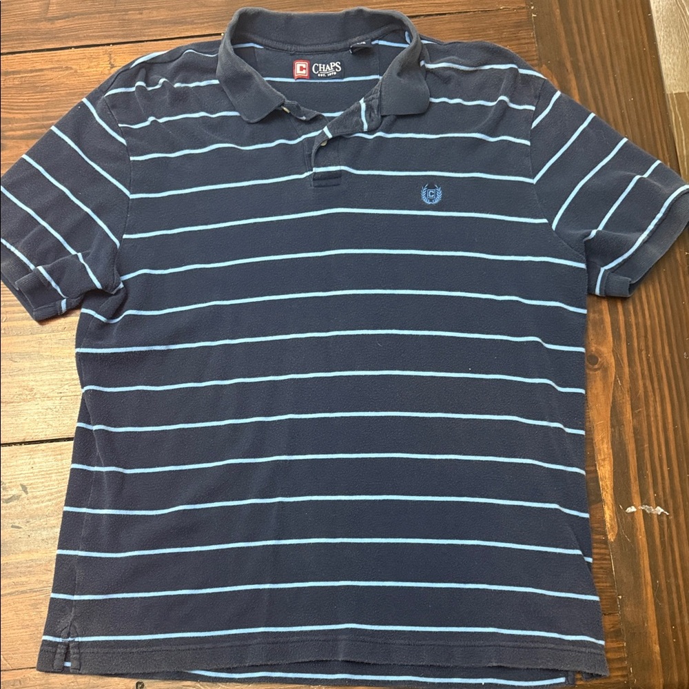 Chaps Men's Polo Shirt with Blue Stripes